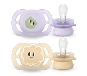 Philips Avent Ultra Start SCF075/13 béžová, šeříková / Dudlík s obrázkem / 0-2 měsíce / 2 ks