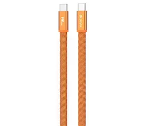 Devia Ultra3 USB-C - USB-C 1,5m oranžová / Nabíjecí kabel / plochý kovový opletený / PD 240W