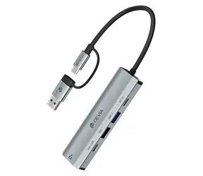 Devia USB-C Hub Pro EC701 tmavě šedá / USB hub / 5 v 1