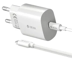 Devia Smart Series PD 25W bílá / Síťová nabíječka s kabelem USB-C / USB-C