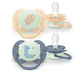 Philips Avent Dudlík Ultrasoft Night 6-18 m šedá, žlutá / Silikonový dudlík / 2 ks