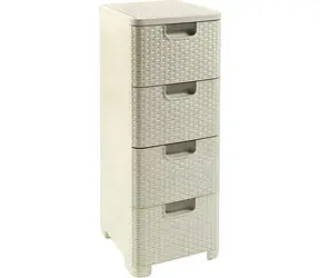 CURVER Regál se zásuvkami RATTAN Style krémová / 4× 14 l / polyratan