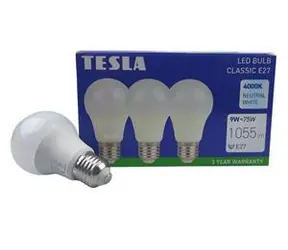 TESLA BULB E27 9W 3-pack / LED žárovka / 230V / 1055lm / 4000K / denní bílá
