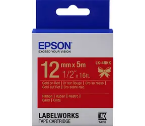 Epson LabelWorks LK-4RKK zlatá na červené / Páska do štítkovače / Saténová / 1,2 cm x 5 m