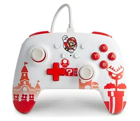 PowerA Enhanced Wired Controller Mario červená/bílá / Herní ovladač / drátový / USB / Nintendo Switch