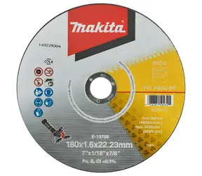 Makita řezný kotouč na nerez 180 mm / Řezný kotouč / O180x22,23 mm / nerez / suché řezání