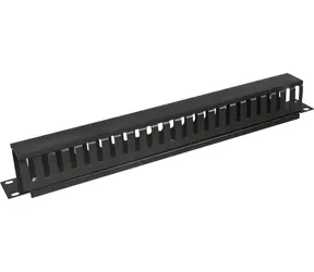 DATACOM 19" vyvazovací panel 1U jednostranná plastová lišta černá / Vyvazovací panel / vnitřní rozměr 48x36 mm