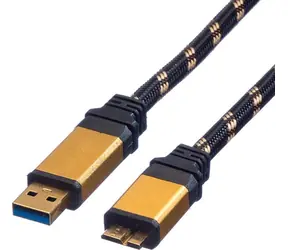 Roline USB-A - micro-B černo-zlatý / Kabel / propojovací / 0,8 m