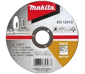 Makita Řezný kotouč na ocel a nerez 125x1,2x22,23 mm / Řezný kotouč / O125 mm / otvor 22,2 mm / suché řezání