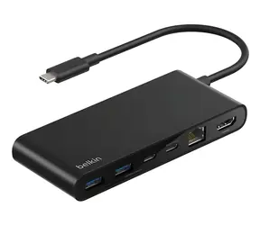Belkin CONNECT USB-C Hub černá / Hub / 8v1 / 2x USB-C