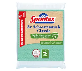 Spontex Utěrky Classic Antibac / Houbičková utěrka / Antibakteriální / PEFC / 5 ks
