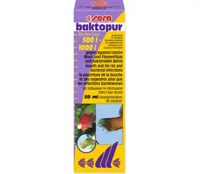 Sera Baktopur 50 ml / Akvarijní přípravek / Proti bakteriím a hnilobě tlamy / Na 800 l vody