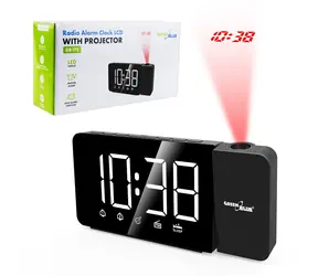 GreenBlue GB172 šedo-černá / Projekční radiobudík / FM rádio / Alarm / Teploměr / LED displej / USB