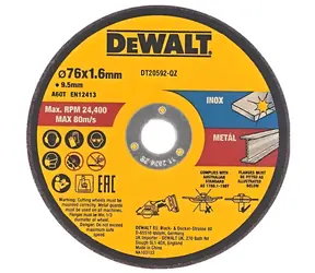 DeWalt DT20592 / Sada řezných kotoučů na kov / Průměr 76x9,5 mm / Tloušťka 1,6 mm / 3 ks