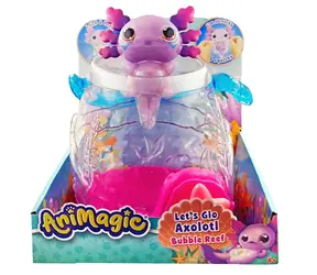 MPK TOYS Figurka Animagic Svítící axolotl v akváriu / Svítí po ponoření do vody / Měkký materiál