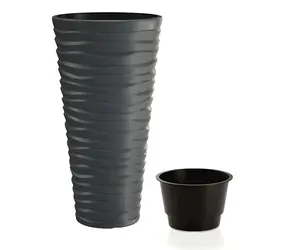 PROSPERPLAST Květináč SAND SLIM antracit 29,6 cm / Objem 22 l / Výška 52 cm / Plast