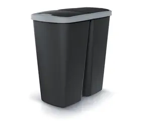 PROSPERPLAST COMPACTA Q DUO černý / Odpadkový koš / 45 l / plast / šedé víko