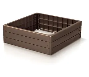 PROSPERPLAST Vyvýšený záhon BASE WOODY hnědý / O 75,6 cm / Výška 25 cm / Plast