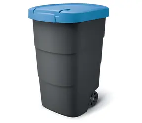 PROSPERPLAST Popelnice Wheeler 90 l antracit s modrým víkem / Plast / Výška 78,3 cm