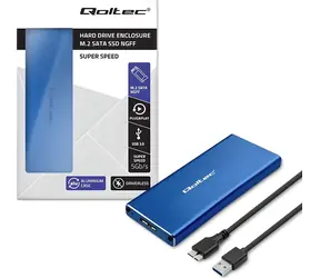 Qoltec pouzdro pro M.2 SSD SATA modrá / Pouzdro / USB 3.0 / 5 Gbit/s