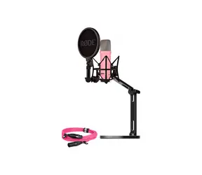Rode NT1 Signature růžová / Studiová sada / Kondenzátorový mikrofon / XLR kabel / Stolní držák