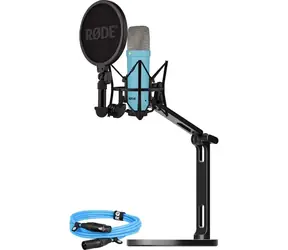 Rode NT1 Signature světle modrá / Studiová sada / Kondenzátorový mikrofon / XLR kabel / Stolní rameno / Pop filtr
