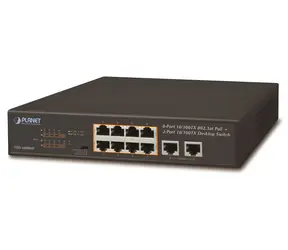 Planet FSD-1008HP / PoE switch / 10x 100Mb / 8x PoE 802.3at 120W / VLAN / fanless