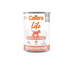 CALIBRA Konzerva Dog Life Puppy & Junior jehněčí s rýží 400 g / Konzerva pro psy / štěňata a mladí / hypoalergenní