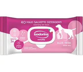 INODORINA Vlhčené ubrousky Aloe Vera / 40 ks / pro psy, kočky a hlodavce
