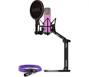 Rode NT1 Signature fialová / Studiová sada / Kondenzátorový mikrofon / XLR kabel / Stolní rameno