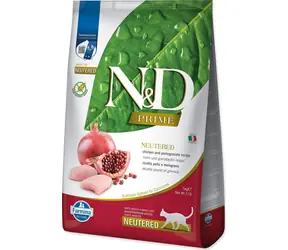 N&D Prime Cat Neutered Chicken & Pomegranate 5 kg / Granule pro kočky / pro kastrované dospělé / bezobilné