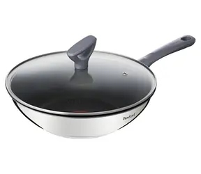 Tefal Daily Cook G7309955 / Wok pánev / 28 cm / nerezová ocel / s poklicí