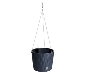 PROSPERPLAST RATO ROUND W Antracit 25,6 cm / Závěsný květináč / Výška 21,9 cm / Objem 6,5 l