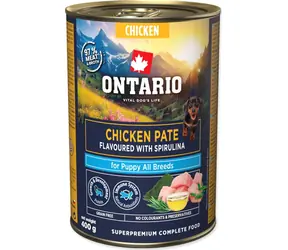 Ontario Puppy / Konzerva pro štěňata / Kuřecí paté se spirulinou / 400 g