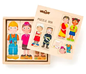 WOODY Puzzle Lidé a povolání v dřevěné krabičce / 36 dílků / 12 postav / od 2 let