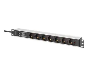 Digitus PDU 19" 7 zásuvek černá/hliník / Napájecí lišta / 1U / 2m kabel / přepěťová ochrana