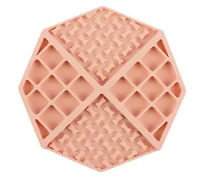 Huhubamboo Lízací podložka pro psy růžová / Lízací podložka / Osmiúhelník / 15x15 cm