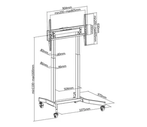 Techly Mobilní stojan pro TV 55-100" černý / Stojan / Elektrická výška / 120kg / VESA 200-800 / kolečka