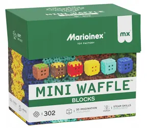 MARIOINEX Stavebnice Waffle Blocks Mini / 303 dílků / 2 figurky / od 3 let