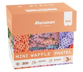 MARIOINEX Stavebnice Waffle Mini pastelová / 300 dílků / od 3 let / úložný box
