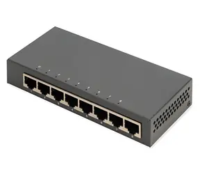 Digitus DN-80066-1 černá / Síťový přepínač / 8 portů / Gigabit Ethernet / unmanaged / bez ventilátoru