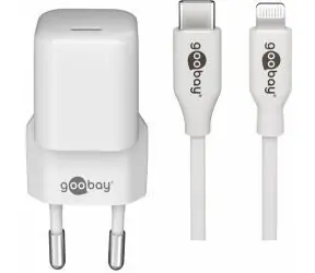Goobay nabíjecí sada USB-C-Lightning bílá / Nabíječka a kabel / PD 30W / 1 m