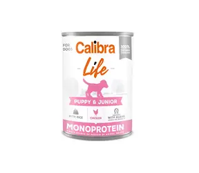 Calibra Dog Life Puppy & Junior Chicken with rice 400 g / Konzerva pro psy / pro štěňata a juniory