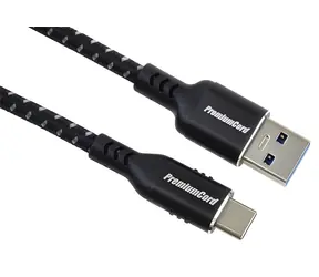 PremiumCord kabel USB-C - USB 3.0 A / Kabel / USB 3.2 Gen 1 / 5 Gbit/s / 3A / 1 m / bavlněný oplet
