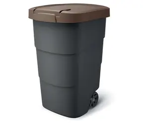 PROSPERPLAST Popelnice Wheeler 95 l antracit, hnědé víko / Plast / V 76,2 × Š 49,6 cm