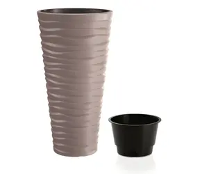 PROSPERPLAST Květináč SAND SLIM mocca 39 cm / Objem 54 l / Výška 75 cm / Plast