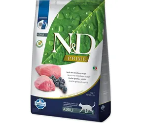 N&D Prime Cat Lamb & Blueberry 5 kg / Granule pro dospělé kočky / bez obilovin / jehněčí maso