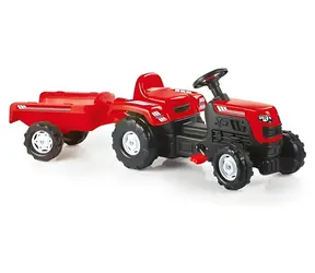 DOLU Šlapací traktor Ranchero s vlečkou červený / od 3 let