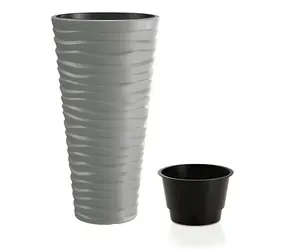 PROSPERPLAST Květináč SAND SLIM šedý kámen 29,6 cm / Objem 22 l / Výška 52 cm / Plast
