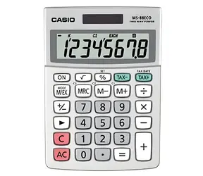 Casio MS-88 ECO / Stolní kalkulačka / 8místný displej / solární a bateriové napájení / recyklovaný plast